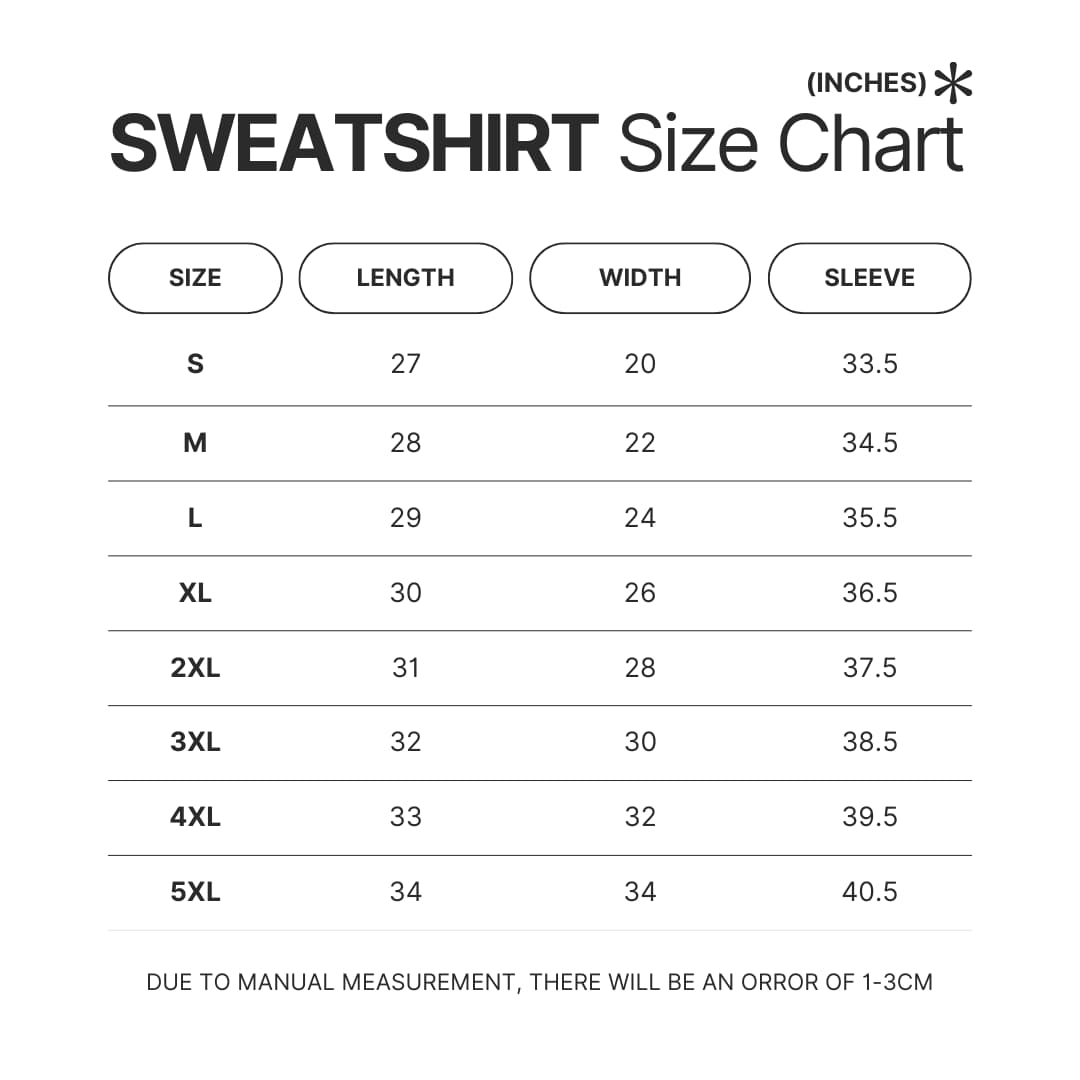 Sweatshirt Size Chart - Kygo Shop